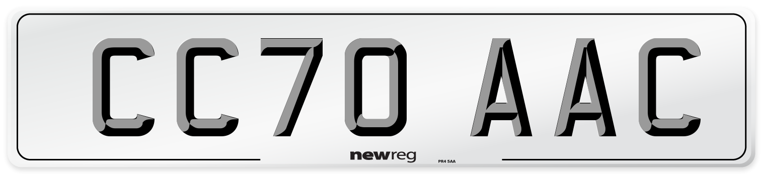 CC70 AAC Number Plate from New Reg